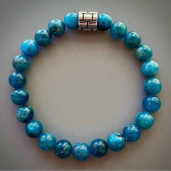 Bright Blue Apitite Handcrafted Bead Bracelet - Picture 6 of 6